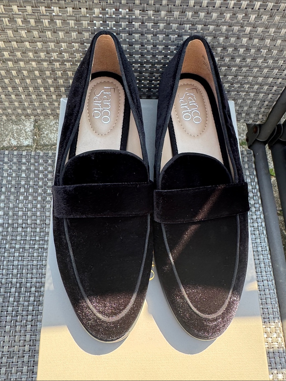 Franco Sarto Hudley Black Velvet Penny Loafers